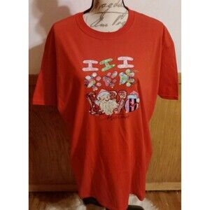 Cute Women's Christmas Handmade Red T-Shirt Sz XL "I Love Christmas" Graphics